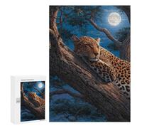 Leopard Moonlit Tree Rest Puzzle 300 Pièces Educa Jouet en Bois Cadeau Unique Décoration Intérieure Jeu Éducatif Challenge Toy Adultes Et Enfants À Partir De 14 Ans 300 PCS