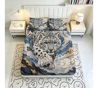 Leopard Mountain Drap Housse Motif 3D Microfibre Doux Résistant Aux Rides | 120x200x25cmDécoration Chambre Couture Précise Cadeau Chambre Antidérapant