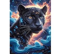 Léopard noir aux couleurs cosmiques 1000 Pièces Puzzle Adulte En Carton Haute Densité Animal sauvage et animal de compagnie Facile Pour Débutant Décoration Murale Passe-Temps Cadeau Anniversaire Petit