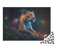 Léopard Nuit Jungle Puzzle 1000 Pièces Adulte avec Emboîtement Parfait, Puzzle Complexe Puzzle De Développement Cognitif pour Une Activité Intergénérationnelle, Passion Nature Et Faune 70x50cm/100