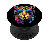 Léopard Panthère Fauve Doux Grand Chat Panthère Léopards PopSockets PopGrip Adhésif