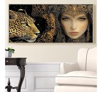 Léopard Peinture Diamant XXL Afrique Diamond Painting Adulte 60x120cm, 5D Diamant Painting Art Creatif Adulte, DIY Diamond-painting Strass Point de Croix Kit, pour Decoration Maison Murale, Model165