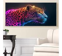 Léopard Peinture Diamant XXL Animal Diamond Painting Adulte 40x90cm, Diamant Painting Art Creatif Adulte, DIY Diamond-painting Point de Croix Kit, Grande Taille pour Decoration Maison Murale, Model225