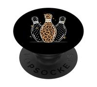 Leopard Print Bowling Pins Fun Sport Design PopSockets PopGrip Adhésif