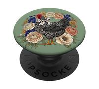 Leopard Print Chicken Floral Aesthetic Country Farm Design PopSockets PopGrip Adhésif