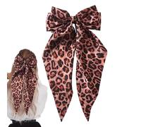 Leopard Print Hair Bows for Women, Large Bowknot Clip Hair Barrettes, Satin Bow Ribbon Hair Clips, Hair Clips for Curls, Thick, Fine, Straight Hair, Leopard Print Hair Accessories, large bow hair clip