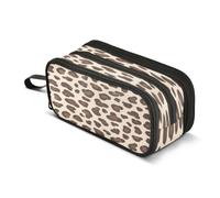 Leopard Print Pencil Case 3 Compartment Pen Bag Large Pouch Holder Box School Portable Stationery Storage Bag for Teen Girls Boys