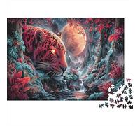 Léopard Rouge dans la forêt éclairée par la Lune Puzzle pour Adultes 1000 Pièces, Faune Sauvage Défi Éducatif, Idéal en Cadeau Et Décoration 38x26cm/1000pcs