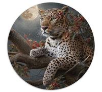 Leopard Standing on A Tree Branch - Moon,Puzzles pour Adultes 1000pcs (67.5x67.5cm),Jeux De Défi