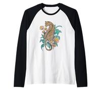 Leopard Surrounded by Tropical Flowers Leaves Manche Raglan