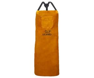 LEOPARD| Tablier de soudure en cuir croûte marron avec poche ventrale