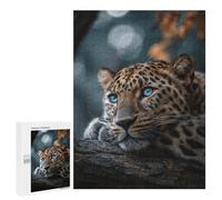 Leopard with Blue Eyes on Tree Branch -1 Puzzle 1000 Pièces Educa Jouet en Bois Cadeau Unique Décoration Intérieure Jeu Éducatif Challenge Toy Adultes Et Enfants À Partir De 14 Ans 500 PCS