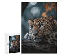 Leopard with Blue Eyes on Tree Branch -1 Puzzle 300 Pièces Educa Jouet en Bois Cadeau Unique Décoration Intérieure Jeu Éducatif Challenge Toy Adultes Et Enfants À Partir De 14 Ans 300 PCS