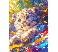 Léopardeau dans Un Jardin Fleuri Cosmique 1000 Pièces Puzzle Créatif en Carton Épais sans Déformation Faune et Flore Difficulté Moyenne Activité Manuelle Loisir Créatif Cadeau Anniversaire 1000 PCS