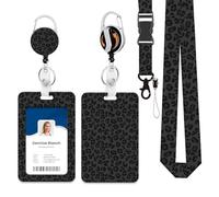 Leopards Card Sleeve with Removeble Neck Lanyard Retractable Badge Holder for Offices Employee Factory Workers Conference Lanyard