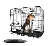Leopet® Cage Transport Chien - Pliable, 2 Portes, Métal, Plateau Amovible, Portable, Nettoyage Facile - Boîte à Chiens, Clôture pour Animaux Compagnie (LxLxH: 61x42x49 cm)