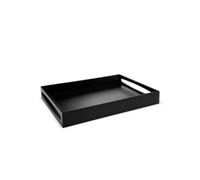 Leopold Vienna Plateau de Service, Plateau en Bois 47,5 x 35 x 6 cm - Noir | Plateau Rectangulaire avec 2 Poignées, Plateau Repas à Bord Relevé, Plateau Alimentaire Moderne