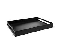 Plateau de Service en Bois Noir 55 x 40 cm - Grand Plateau de Petit-déjeuner carré avec Bord Haut et 2 poignées