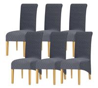 Leorate Housses de chaise de salle à manger à dossier haut - Housses de chaise de salle à manger en tissu jacquard épais de grande taille - Protection pour chaise de salle à manger - Pour 6 chaises