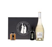 LEOS - Coffret Cadeau Gastronomique - Gourmandises de Noël - 3 Produits - Vin Blanc - Huile D'Olive Fruité Vert - Confiture d'Abricot