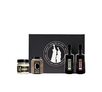 LEOS - Coffret Cadeau Gourmand - 4 Produits Gourmands | Miel de Lavande Crémeux 250g | Confit de Thym Sauvage 323g | 2 Huiles d'Olive Vierge Extra Fruité Vert & Fruité Mûr Multimédaillées 2x25cl