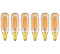 Leo's Light Lot de 6 LED Ampoule E14 - T25 à Filament, 4W 350LM Equivaut à Ampoule Incandescente 40W, forme classique, 2300K Blanc chaud, Angle de faisceau 360° (Amber)