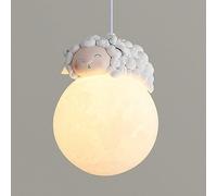 Leoshi Lampe Suspendue en Forme de Lune 3D pour Chambre d'enfant, à intensité Variable, en Forme d'animal, de Dessin animé, de planète, en résine, Petite Boule de Lait Blanche Mignonne, Lustre pour