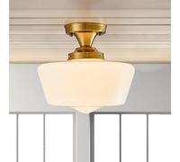 LEOSHI Plafonnier moderne, plafonnier semi-encastré pour école, verre de lait opale, lumière vintage pour chambre de ferme, salle de bain, couloir (doré - opaque) Made in China