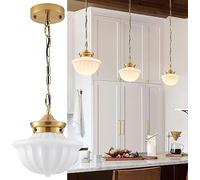 LEOSHI Plafonnier moderne, plafonnier semi-encastré pour école, verre de lait opale, lumière vintage pour chambre de ferme, salle de bain, couloir (doré - champignon) Made in China