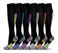 LEOSTEP 6 paires de chaussettes de compression pour hommes et femmes, soutien quotidien pour les voyages, le travail et le mode de vie actif, chaussettes respirantes confortables