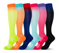 LEOSTEP 6 paires de chaussettes de compression pour hommes et femmes, soutien quotidien pour les voyages, le travail et le mode de vie actif, chaussettes respirantes confortables