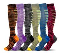 LEOSTEP 6 paires de chaussettes de compression pour hommes et femmes, soutien quotidien pour les voyages, le travail et le mode de vie actif, chaussettes respirantes confortables