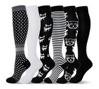 LEOSTEP 6 paires de chaussettes de compression pour hommes et femmes, soutien quotidien pour les voyages, le travail et le mode de vie actif, chaussettes respirantes confortables