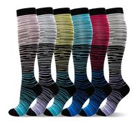 LEOSTEP 6 paires de chaussettes de compression pour hommes et femmes, soutien quotidien pour les voyages, le travail et le mode de vie actif, chaussettes respirantes confortables