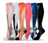LEOSTEP 6 paires de chaussettes de compression pour hommes et femmes, soutien quotidien pour les voyages, le travail et le mode de vie actif, chaussettes respirantes confortables