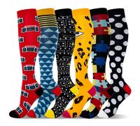 LEOSTEP 6 paires de chaussettes de compression pour hommes et femmes, soutien quotidien pour les voyages, le travail et le mode de vie actif, chaussettes respirantes confortables