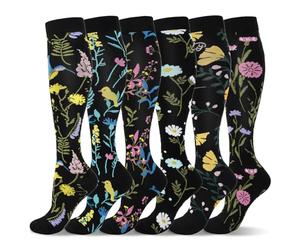 LEOSTEP 6 paires de chaussettes de compression pour hommes et femmes, soutien quotidien pour les voyages, le travail et le mode de vie actif, chaussettes respirantes confortables