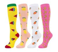 LEOSTEP chaussettes de compression pour hommes et femmes (4 paires) long tube antidérapant idéal pour courir, voyager, vol