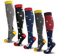 LEOSTEP Lot de 5 paires de chaussettes de compression colorées pour homme et femme avec 15-25 mmHg pour le sport, la médecine, la course, les voyages, la grossesse, les infirmières, Small,Medium