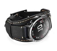 Leotop - Bracelet Compatible avec Garmin Fenix 5/Fenix 5 Plus/Fenix 6/Fenix 6 Pro/Forerunner 935/945/Quatix 5 - Bracelet de Rechange Rapide en Cuir véritable de 22 mm (Noir)