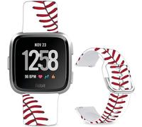 Leotop Bracelet de montre de rechange en silicone souple de 23 mm avec motif de dessin animé compatible avec Fitbit Versa 2/Versa/Fitbit Versa Lite/SE pour femmes et hommes. (baseball)