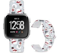 Leotop Bracelet de montre de rechange en silicone souple de 23 mm avec motif de dessin animé compatible avec Fitbit Versa 2/Versa/Fitbit Versa Lite/SE pour femmes et hommes. (bonhomme de neige)