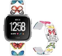 Leotop Bracelet de montre de rechange en silicone souple de 23 mm avec motif de dessin animé compatible avec Fitbit Versa 2/Versa/Fitbit Versa Lite/SE pour homme et femme (papillon coloré)