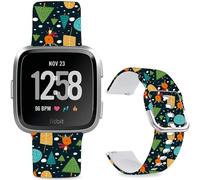 Leotop Bracelet de montre de rechange en silicone souple de 23 mm avec motif de dessin animé compatible avec Fitbit Versa 2/Versa/Fitbit Versa Lite/SE pour femmes et hommes. (cerf de Noël)
