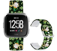 Leotop Bracelet de montre de rechange sport en silicone souple 23 mm avec motif de dessin animé compatible avec Fitbit Versa 2/Versa/Fitbit Versa Lite/SE pour homme et femme (vert nain)