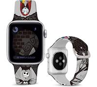Leotop Bracelet de rechange en silicone compatible avec Apple Watch Halloween 49mm,45mm,44mm,42mm,design de bande dessinée pour iWatch Ultra SE/SE2 série 8 7 6 5 4 3 2 1(49/45/44/42mm,Noir-Sally/Jack)