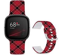 Leotop Bracelet de sport de rechange en silicone souple imprimé avec motif imprimé compatible avec Fitbit Versa 4/Fitbit Versa 3/Fitbit Sense 2/Fitbit Sense pour femmes et hommes. (Rouge et noir à