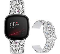 Leotop Bracelet de sport de rechange en silicone souple imprimé avec motif imprimé compatible avec Fitbit Versa 4/Fitbit Versa 3/Fitbit Sense 2/Fitbit Sense pour femmes et hommes. (papillon)