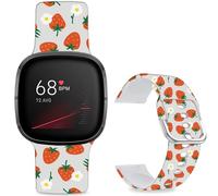 Leotop Bracelet de sport de rechange en silicone souple imprimé avec motif imprimé compatible avec Fitbit Versa 4/Fitbit Versa 3/Fitbit Sense 2/Fitbit Sense pour femmes et hommes. (Fraise)
