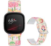 Leotop Bracelet de sport de rechange en silicone souple imprimé avec motif imprimé compatible avec Fitbit Versa 4/Fitbit Versa 3/Fitbit Sense 2/Fitbit Sense pour femmes et hommes (sirène)